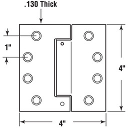 Door Hinge Commercial UL Adjustable Self-Closing Spring Hinge, 4 in. x 4 in. with Square Corners, 4 Holes per Leaf with Screws, Satin Nickel Finish, .130 in. Gauge (3 Pack)