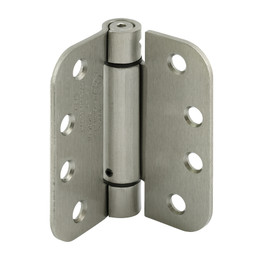 Door Hinge Commercial UL Adjustable Self-Closing Spring Hinge, 4 in. x 4 in. with 5/8 in. Radius Corners, 4 Holes per Leaf with Screws, Satin Nickel Finish, .130 in. Gauge (3 Pack)