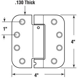 Door Hinge Commercial UL Adjustable Self-Closing Spring Hinge, 4 in. x 4 in. with 5/8 in. Radius Corners, 4 Holes per Leaf with Screws, Satin Nickel Finish, .130 in. Gauge (3 Pack)