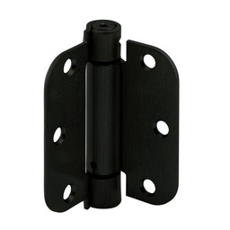Door Hinge Commercial UL Adjustable Self-Closing Spring Hinge, 3-1/2 in. x 3-1/2 in. with 5/8 in. Radius Corners, 3 Holes per Leaf with Screws, Matte Black Finish, .106 in. Gauge (3 Pack)