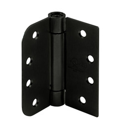 Door Hinge Commercial UL Adjustable Self-Closing Spring Hinge, 4 in. x 4 in. with Unilateral Square & 5/8 in. Radius Corners, 4 Holes per Leaf with Unilateral Square & Screws, Matte Black Finish, .130 in. Gauge (3 Pack)