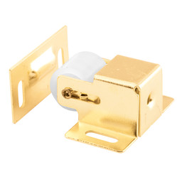 Cabinet Door Roller Catch, Brass Plated Steel Housing and Strike, Spring Loaded