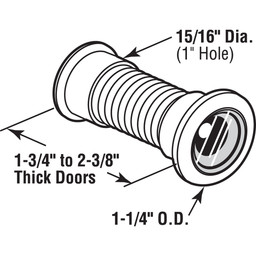 Satin Nickel Finish 1" Bore 13 Degree Door Viewer