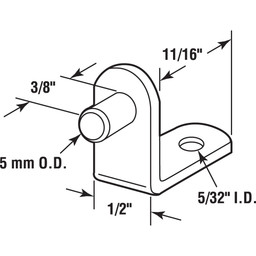 Shelf Support Peg, 5 mm Diameter Peg with a Screw Hole, Brass Plated Steel, Pack of 8