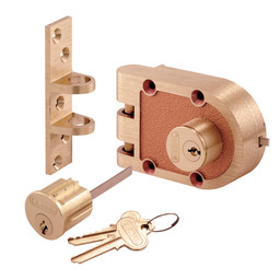 Bronze Deadlock, 687A, Double Cylinder, Flat Strike, Brass