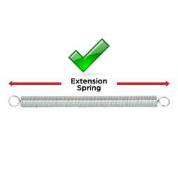 Extension Spring, Spring Steel Construction, Nickel-Plated Finish