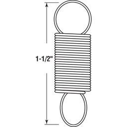 Extension Spring, 7/16 inch x 1-1/2 inches x .28 Wire Diameter, Spring Steel, Single Loop, Closed, Pack of 2