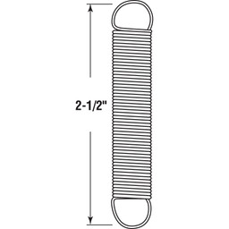 Extension Spring, 7/16 inch x 2-1/2 inches x .28, Steel, Single Loop, Closed, Pack of 2