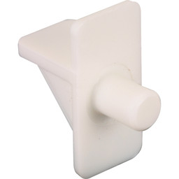 Shelf Support Peg, 1/4 inch Diameter, White Plastic, Pack of 8