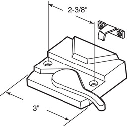 Casement Window Sash Lock, Left Hand, White, Keeper & Screws, 1 per pkg.