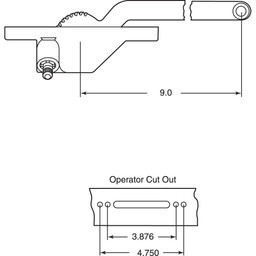 Single Arm Operator, LH, Bronze, 
Stainless Guide Roller, Crank Handle, 1 per pkg.