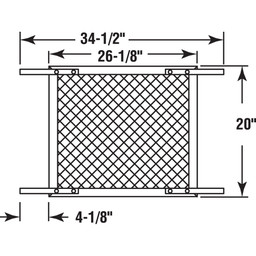 Hinged Screen Door Grille, 34-1/2 inch, Molded Plastic, White