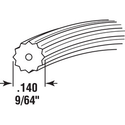 Screen Retainer Vinyl Spline, .14" Round, Gray, 5' per roll.