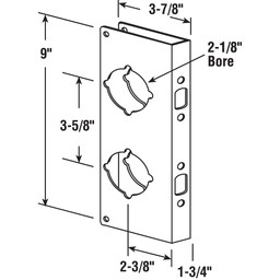 MP9459 |  Lock and Door Reinforcer, 1-3/4 In. x 2-3/8 In., Stainless Steel, Natural Finish (Single Pack)