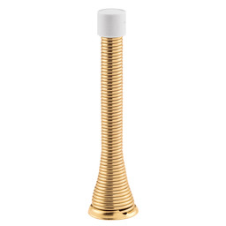 Door Stop, 4 in. Reach, Spring Steel, Brass Plated, Heavy-Duty, Flexible Wire, Rubber Tip, Baseboard Mount (50 Pack)