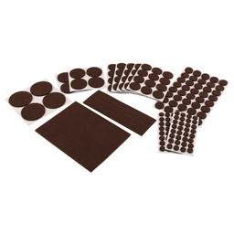 Furniture Felt Pad Assortment, Self-Adhesive Backing, Brown, Round (181 Pack)
