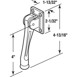 Door Holder, 4 in., Zinc Diecast, Chrome-Plated Finish, Drop Down (Single Pack)