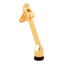 Door Holder, 4in, Zinc Diecast, Brass-Plated Finish, Drop Down Type (Single Pack)