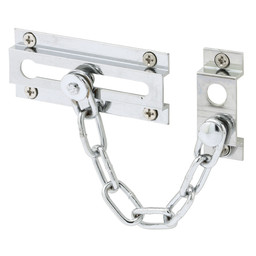 Chain Door Lock, 3-5/16 in., Solid Extruded Brass, Chrome-Plated, 6 in. Chain (Single Pack)