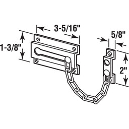 Chain Door Lock, 3-5/16 in., Solid Extruded Brass, Chrome-Plated, 6 in. Chain (Single Pack)