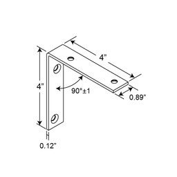 Corner Bracket, 4 in., Steel Construction, Zinc-Plated, L-Angle (2 Pack)