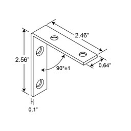 Corner Bracket, 2-1/2 in., Steel Construction, Zinc-Plated, L-Angle (4 Pack)