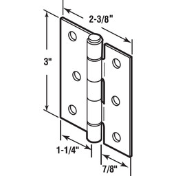 Screen Door Replacement Hinges, 3 inches long, Steel, Aluminum, Pack of 2