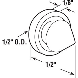 Rubber Door Stop Silencers, Jamb Mount, Gray, Pack of 1