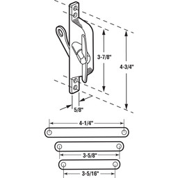Jalousie Operator, Reversible, With Three Link Arms, White Finish (Single Pack)