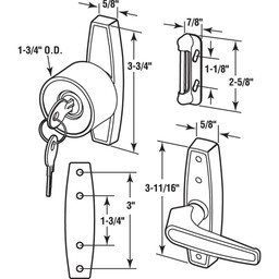 Tulip Knob with Keyed Lock, 3 inch Mounting Holes, Aluminum, Pack of 1