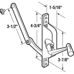 Jalousie Operator, 3-1/2 in. Link, Aluminum, Crank Handle (Single Pack)