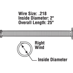 Garage Door Torsion Spring, 0.218 in. x 2 in. x 25 in., Orange, Right