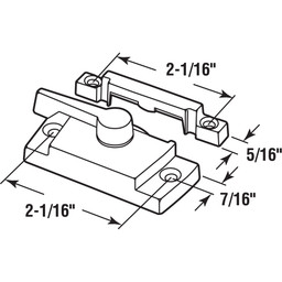 Window Sash Lock 2-1/16 H/C w/Keeper 2-1/16 H/C Die White w/Screws (Single Pack)