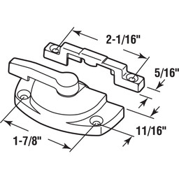 Window Sash Lock 1-7/8 H/C w/Keeper 2 H/C Beige w/Screws (Single Pack)