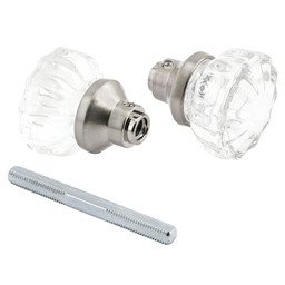 Mortise Style Fluted Glass Door Knobs - Perfect for Replacing Broken Antique Lock Sets on Interior Doors, Features 2 In. Outside Diameter Knobs, Satin Nickel (Single Pack)
