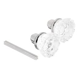 Mortise Style Fluted Glass Door Knobs - Perfect for Replacing Broken Antique Lock Sets on Interior Doors, Features 2 In. Outside Diameter Knobs, Chrome Plated (Single Pack)