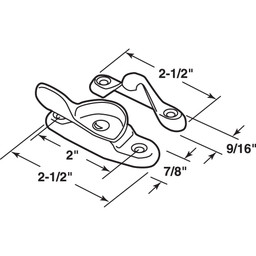 Sash Lock, 2 in. Hole Centers, Fits Single/Double Hung Wood Windows, Solid Brass, Polished Finish, (Single Pack)