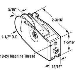 Sliding Door Roller Assembly, 1-1/2 in. Plastic Wheel, Steel Ball Bearing Roller (Single Pack)