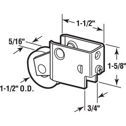 Single 1-1/2 in. Steel Roller Assembly, Ball Bearing, Plain Back (Single Pack)