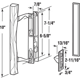 Diecast Black Finish, Flush Sliding Patio Door Handle with Wood Pull, Croft (Single Pack)