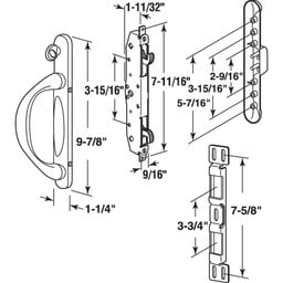 White Diecast, Mortise System Left Hand Patio Door Handle (Single Pack)