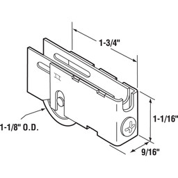 Single 1-1/8 in. Steel Ball Bearing Roller, U-Back Style, Adjustable (Single Pack)