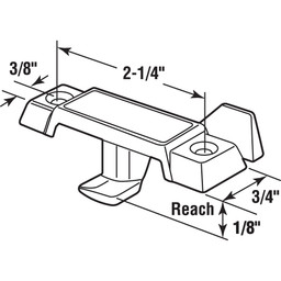 Sash Lock, Deep Offset Latch, 1/8 in. Projection, Fits Single and Double Hung Metal Windows, Diecast, White-Painted, (Single Pack)