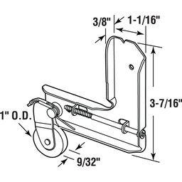Sliding Screen Door Stamped Aluminum Corner with High Density Polyethylene Roller (Single Pack)