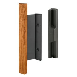 Diecast Black, Sliding Door Handle Set with Hard Wood Handle (Single Pack)