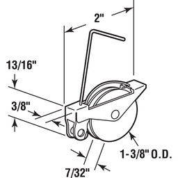 Sliding screen door roller, Arcadia style, 1-3/8 inch Steel BB roller, 2 per pkg.