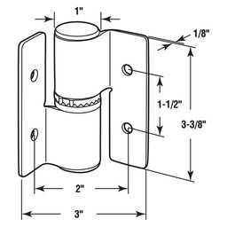 Square Barrel Surface Mounted Hinge, Universal Fit, Stainless Steel, Satin Finish (Single Pack)