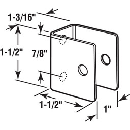 U-bracket, For 1 in. Panels, Stainless Steel, Satin Finish with Fasteners (Single Pack)