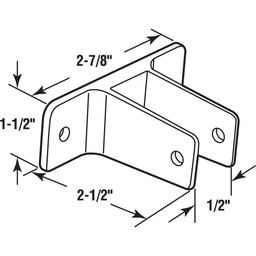 Two Ear Wall Bracket, For 1/2 in. Panels, Zinc Alloy, Chrome Plated Finish (Single Pack)