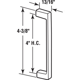 Door Pull, 4 in. Hole Centers, Zamak (Cast Construction), Chrome Plated (Single Pack)